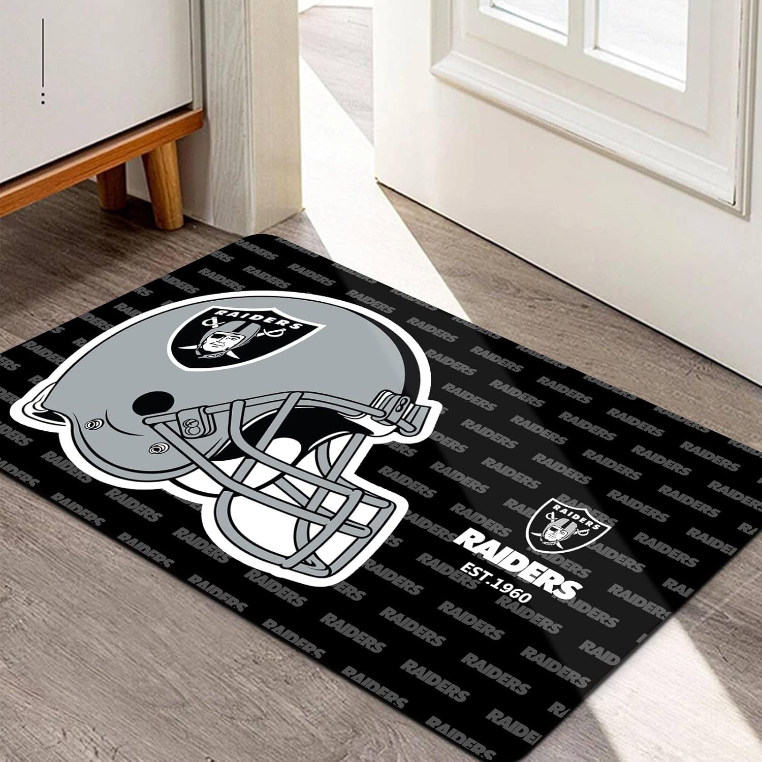 Football Sport Fans Entrance Doormat,16 x 24 Inch Indoor and Outdoor Home Decor Rug,Blue White Design Non-Slip Front Entryway Welcome Door Mats