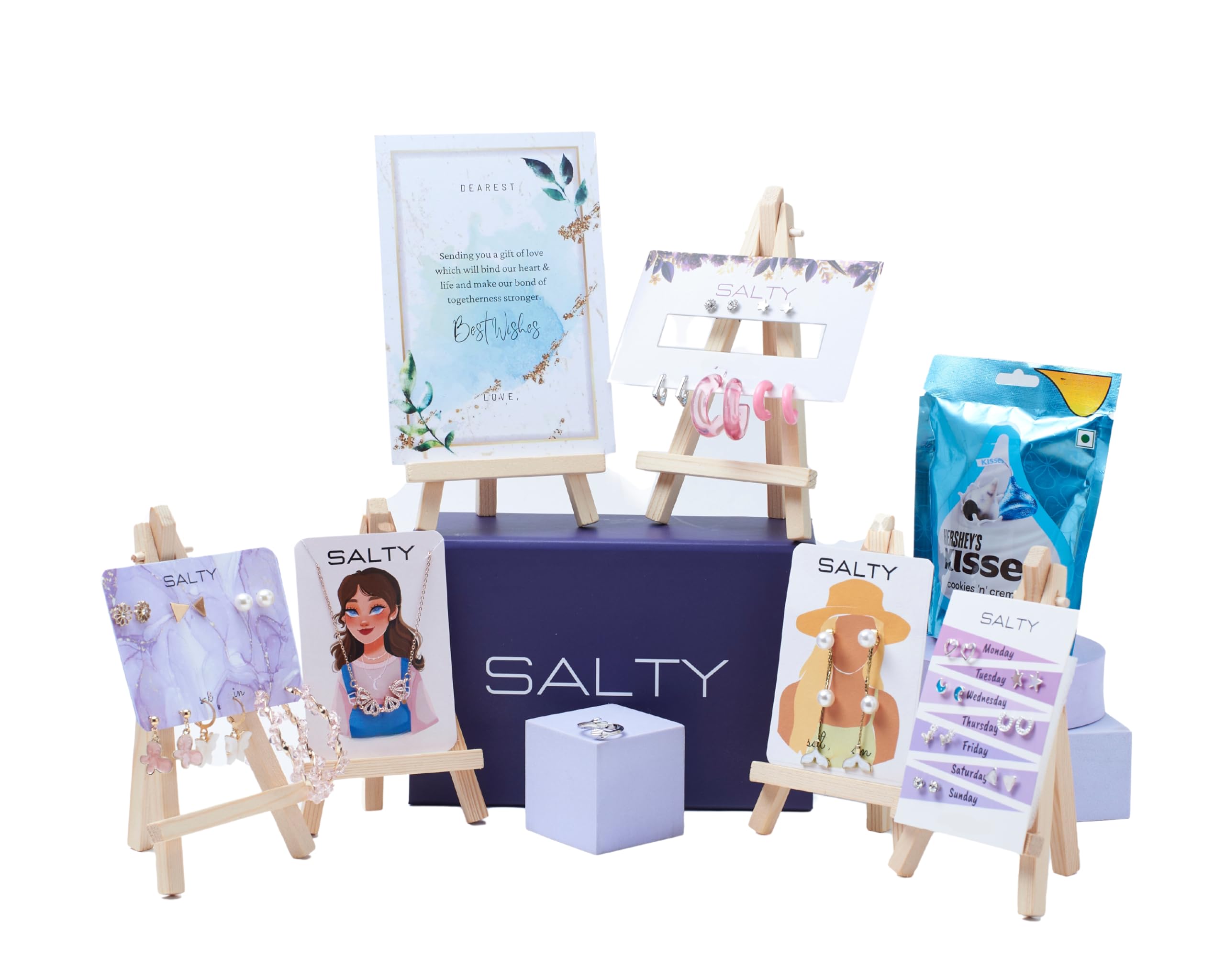 Salty Fashion Lavish Lavender Gift Box for Women & Girls | Neck Chain | Necklace | Earrings | Finger Ring | Bracelet | Stud | Locket | Birthday Gift | Aesthetic Jewelry | Accessories for Everyday Wear (B0CSSZ9R4S) Amazon Price History, Amazon Price Tracker