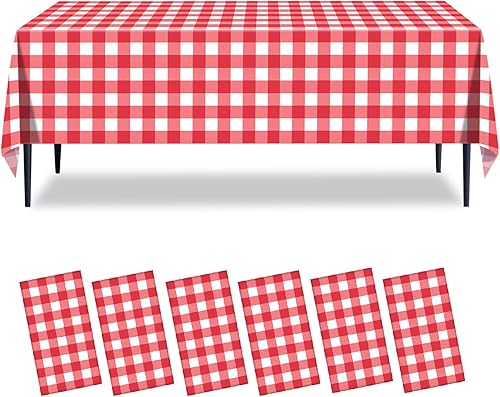 Vista 27 de Paquete de 4 manteles desechables de plástico a cuadros rosados y blancos de 54 x 108 pulgadas, para fiestas, bodas, picnic al aire libre, Rosa a