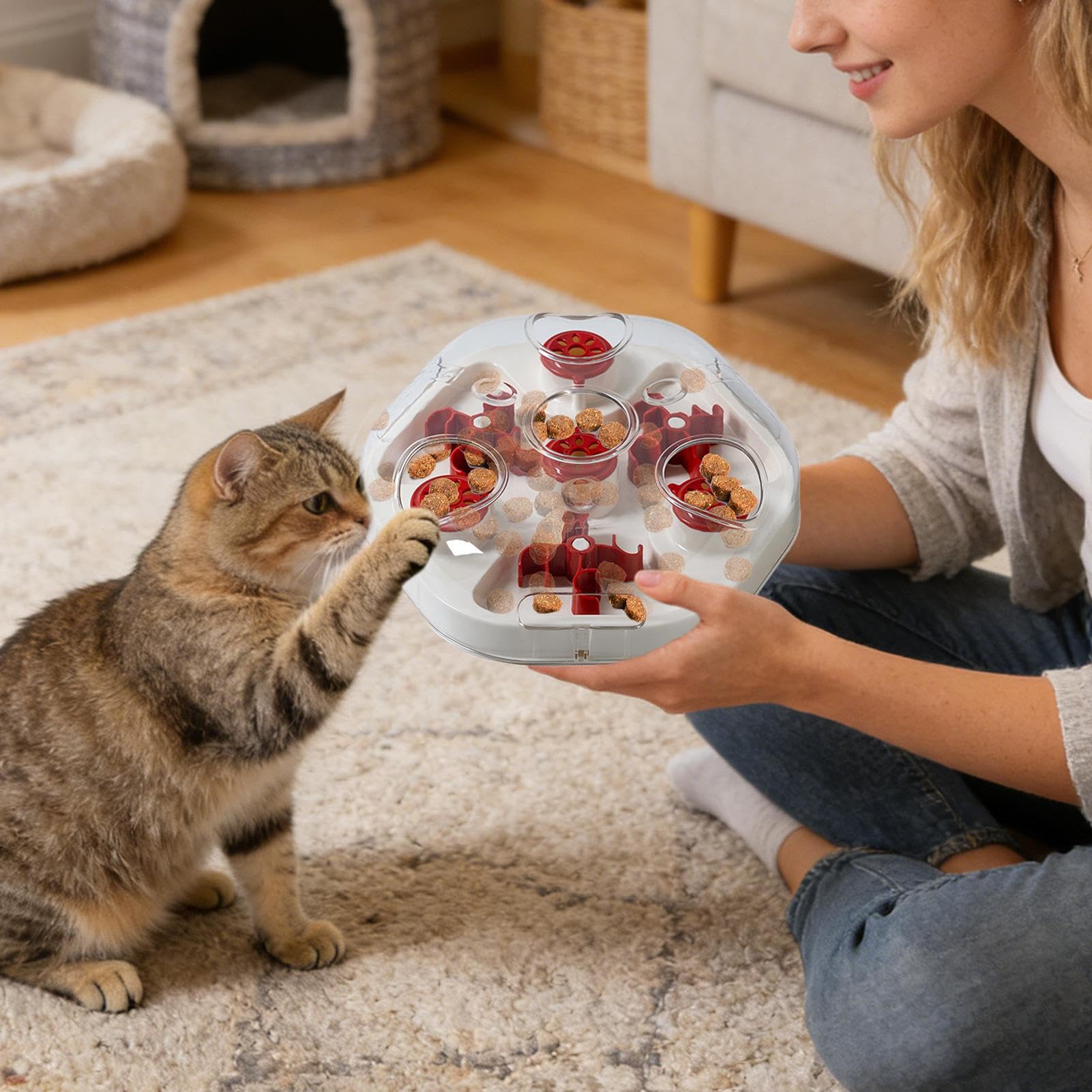 de Comida para Perros Lento Interactivo | Juguete Canino Que Dispensa Con Agujeros Para Entrenamiento De Comer Lento Del Aburrimiento Y Juego En Casa