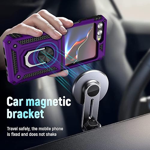 Miniatura 6 de ADDIT Z Flip 5 - Funda para Samsung Galaxy Z Flip5, protección militar contra caídas, protección de bisagra, color morado