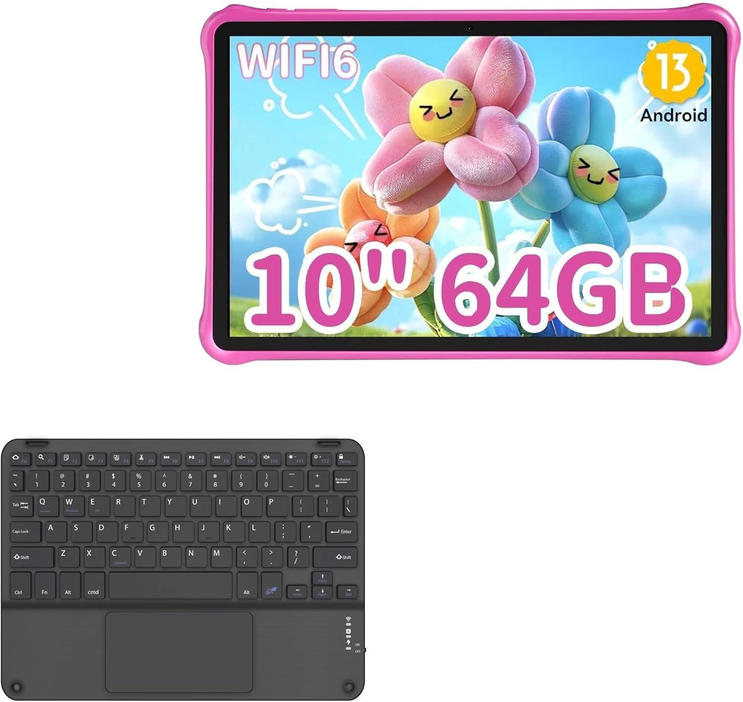 BoxWave Keyboard Compatible with Blackview Tab 30 Kids - SlimKeys Bluetooth Keyboard with Trackpad, Portable Slim TouchPad - Jet Black