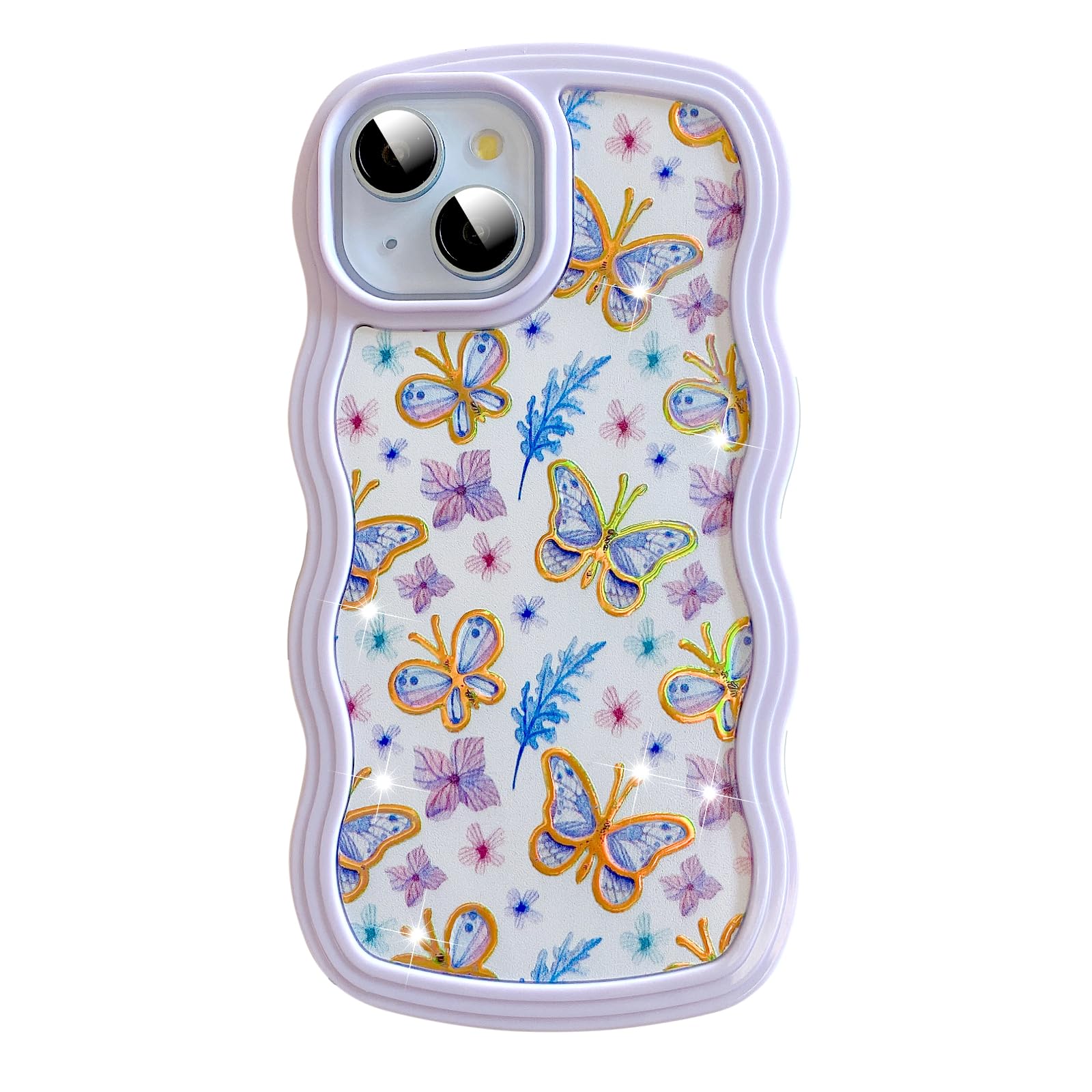 UEEBAI for iPhone 15 Case, Floral Wave Frame Cute Curly Anti-slip Flower Case with Aesthetic Pattern - Image 2