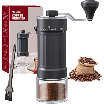 Manuelle Kaffeem hle mit 30g Fassungsverm gen Kaffeebohnen-Handm hle mit 40 einstellbaren Einstellungen f r French Press Drip Espresso Moka-Kanne