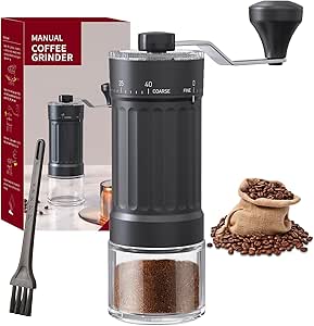 Manual Coffee Grinder 30g Capacity, Coffee Bean Hand Grinder with 40 Adjustable Settings for French Press, Drip, Espresso, Moka pots