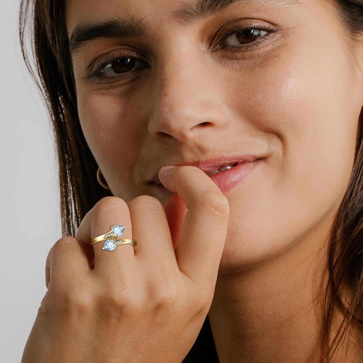 1CT Adjustable Women Heart Ring 14K Gold Plated Birthstone Rings for Women Promise Ring for her Simulated Gemstone Statement Stackable Band Width 2mm Open Size 5~9 - Image 5