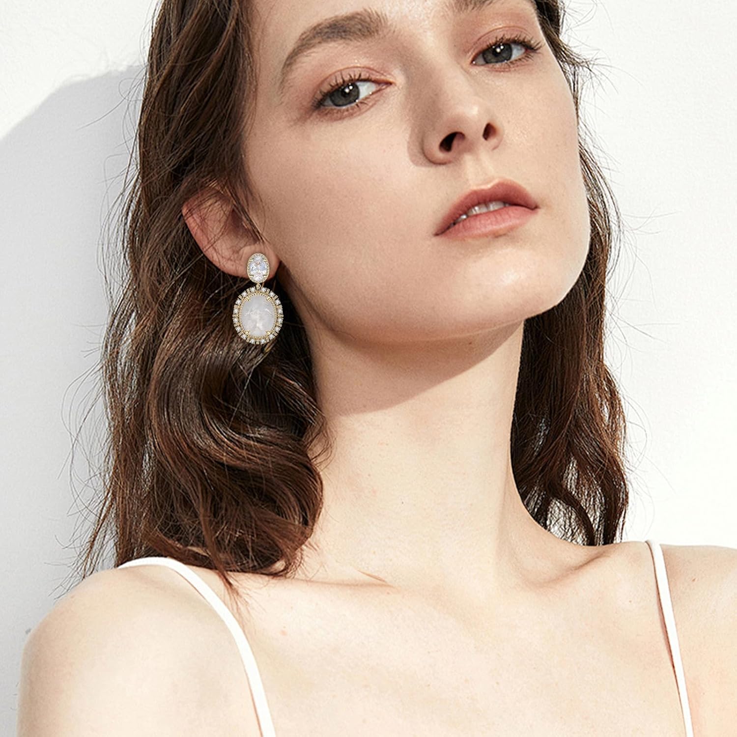 Elegant Colored Gemstones Drop Dangle Earrings for Women Oval Crystal Cubic Zirconia Hypoallergenic Earrings fashion Jewelry Gift for Wedding Prom Party - Image 5