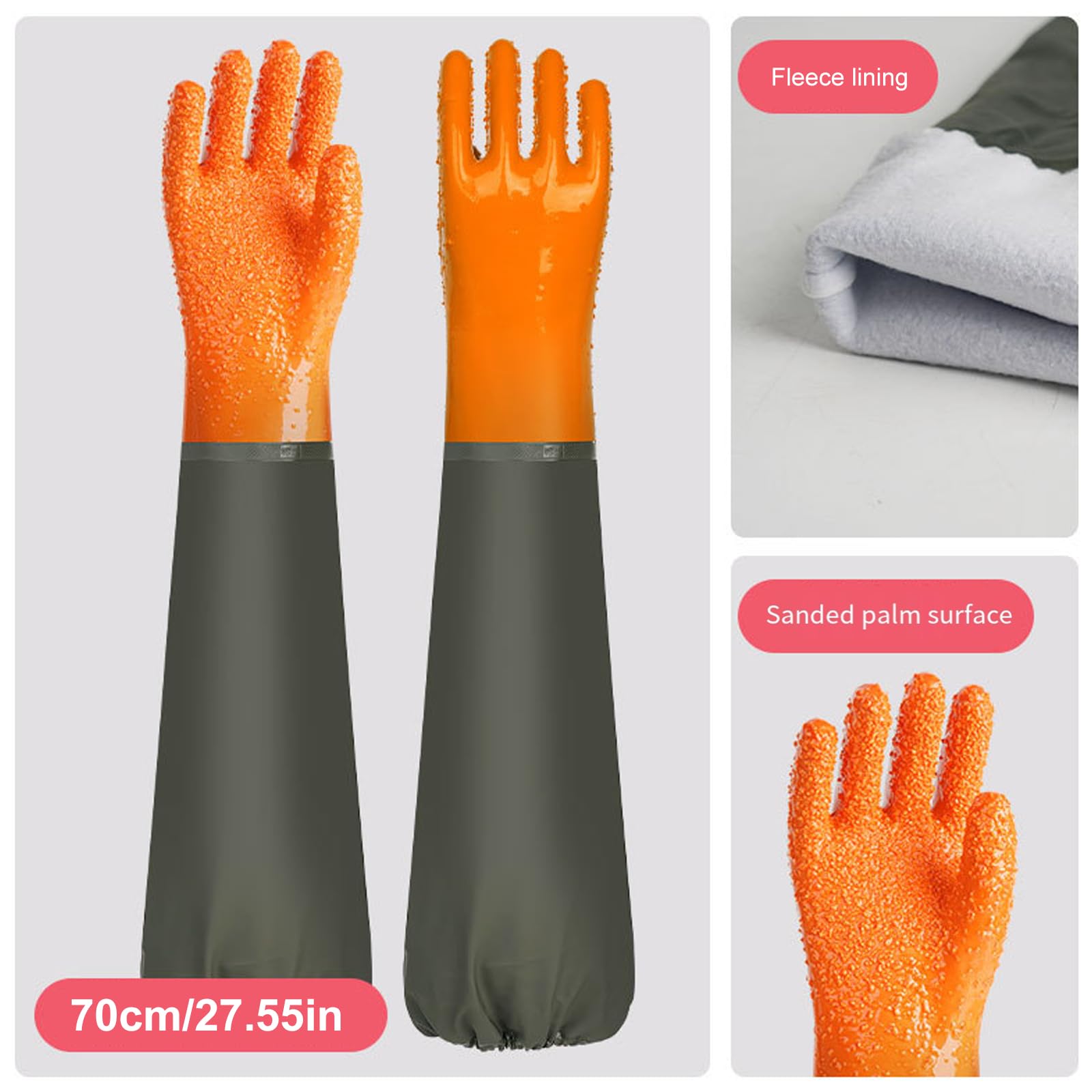 Gants En Caoutchouc À Isolation Thermique De 70 Cm Protections Renforcées De L'avant-bras Pour La Pêche La Transformation Des Fruits De Mer Gants De Travail Imperméables À L'épreuve De L'huile
