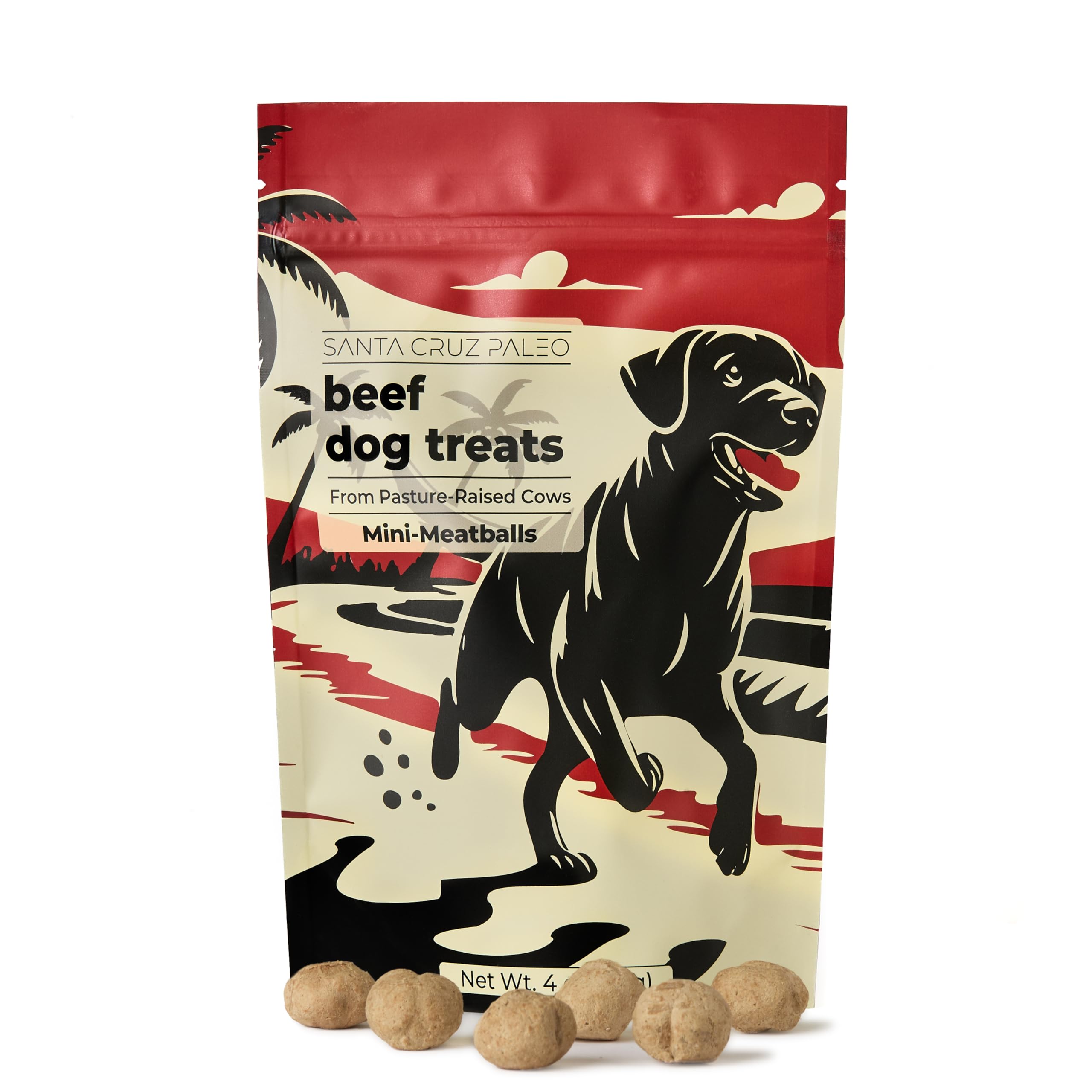 Santa Cruz Paleo Dog Treats, 4 oz Bag, Beef Liver Treats for Dogs with Beef Heart, Vitamin E, Healthy Mini Meatball Dog Training Treats or Food Topper