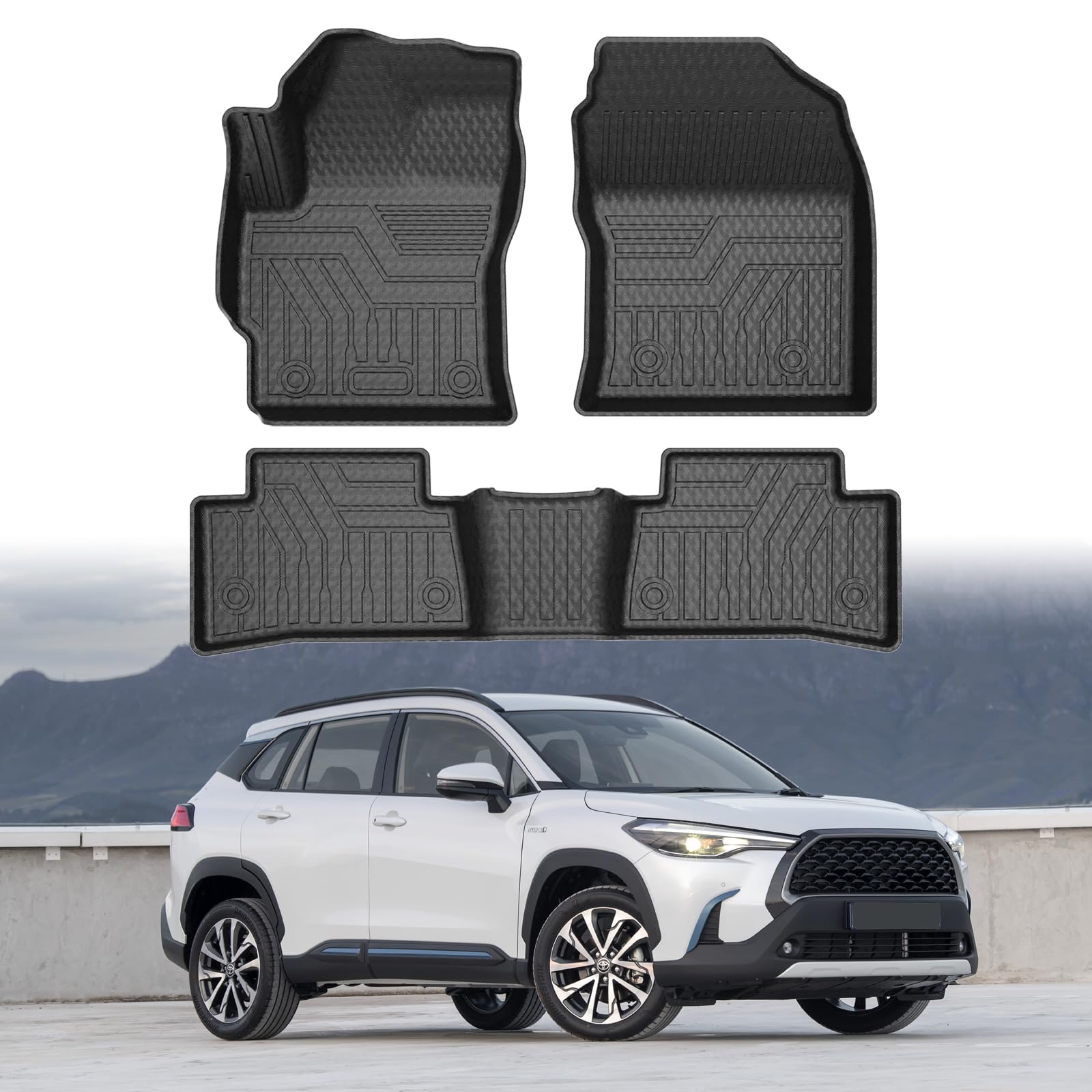 Mixsuper Custom Fit Floor Mats for 2022-2023 2024 Toyota Corolla Cross All Weather Floor Liner 1st & 2nd Row Set Black (Not Fit Toyota Corolla)