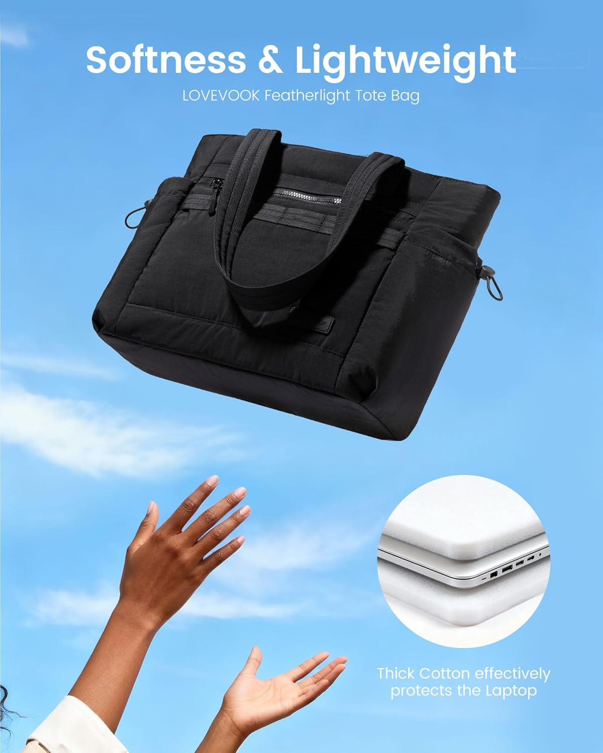 LOVEVOOK Tote Bag for Women, DIY Puffer Tote Bag with Compartments, Lightweight Quilted Zipper Tote for Work, Travel, Nurse | Customizable, Stanly Cup Pockets, Wrinkled Fabric - Image 5