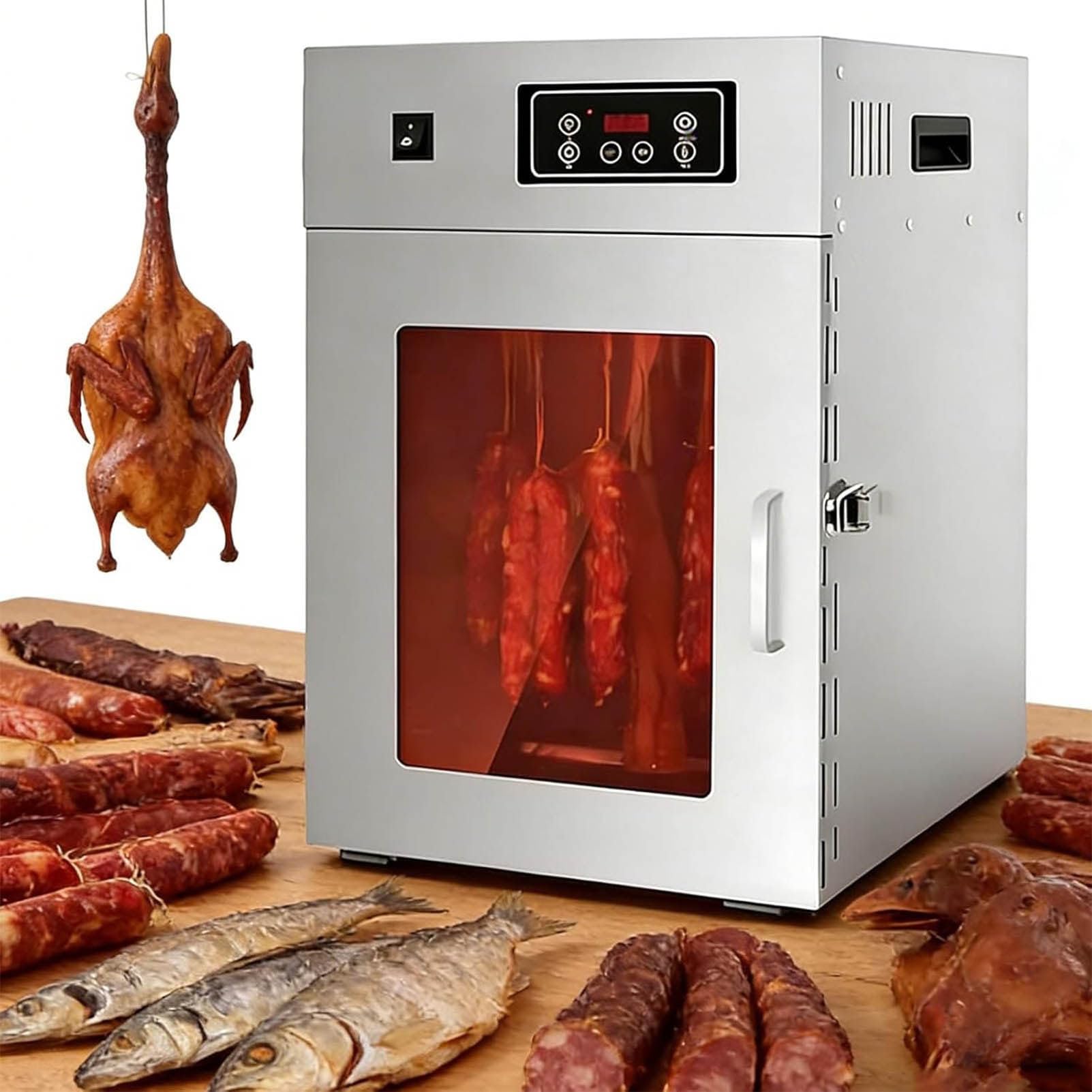 LJLYYDS Commercial Food Dehydrator Machine, 800W Fast Drying, 30-90℃ Temperature Control, LED Display, Stainless Steel, for Jerky, Fruits, Herbs