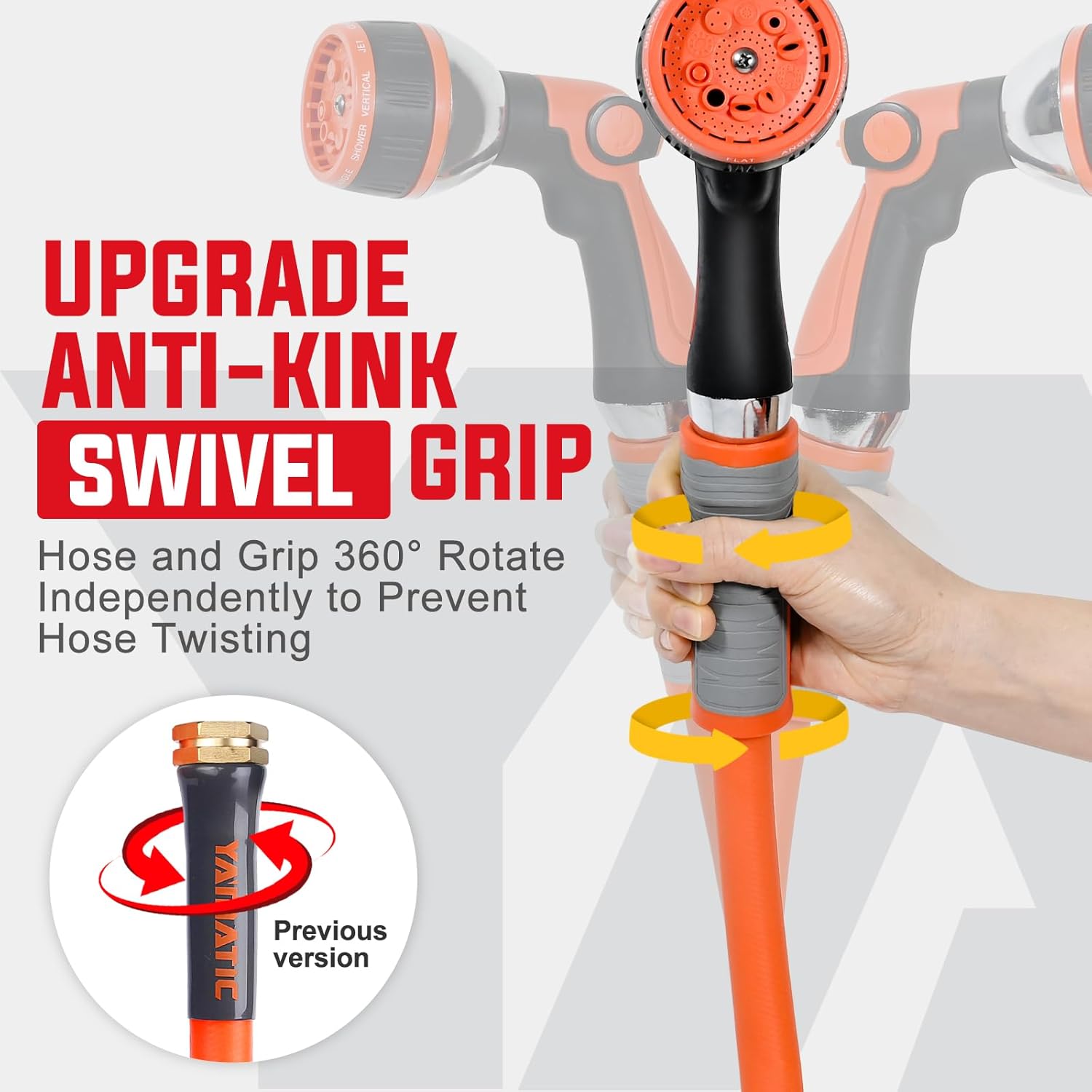 YAMATIC Heavy Duty Super Flexible Garden Water Hose 5/8 in x 50 ft and 2 Pcs Impact Sprinkler on Adjustable Tripod Base Set