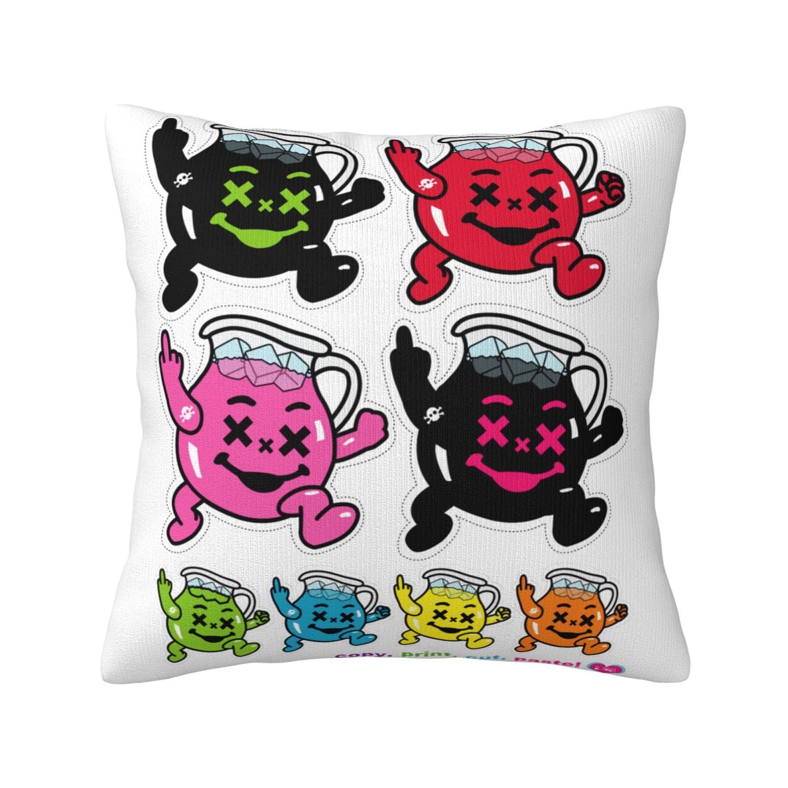 Kool Anime Aid Man Pillowcase Throw Pillowcase Home Decorative Pillow Covers 18x18 inch Square Cushion Case for Living Room, Bedroom, Sofa, Couch, Cars