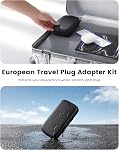 LENCENT European Travel Plug Adapter with Case, CA/US to Europe Plug Adapter with 6 Outlets & 4 USB (2 USB-C), Type C Travel Power Strip for CA/USA to EU Italy France Spain Germany, Travel Essentials