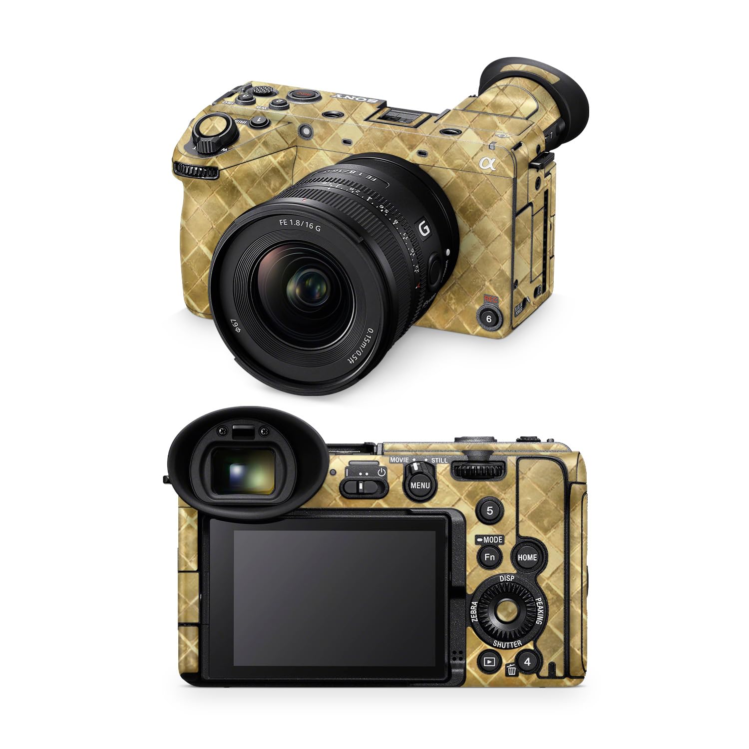 Camera Skin Compatible with Sony FX2 Digital Camera (2025) - Gold Tiles - Premium 3M Vinyl Protective Wrap Decal Cover - Easy to Apply | Crafted in the USA by MightySkins