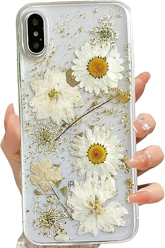 Miniatura 11 de Funda transparente para iPhone 16 Pro Max con diseño de flores reales presionadas, patrón floral rosa brillante y lindo, funda protectora de TPU