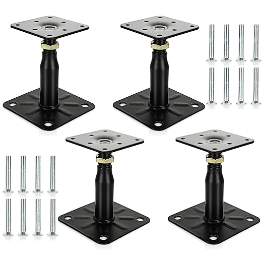 4PCS 100-150mm Galvanised Adjustable Elevated Post Base Support, Heavy ...