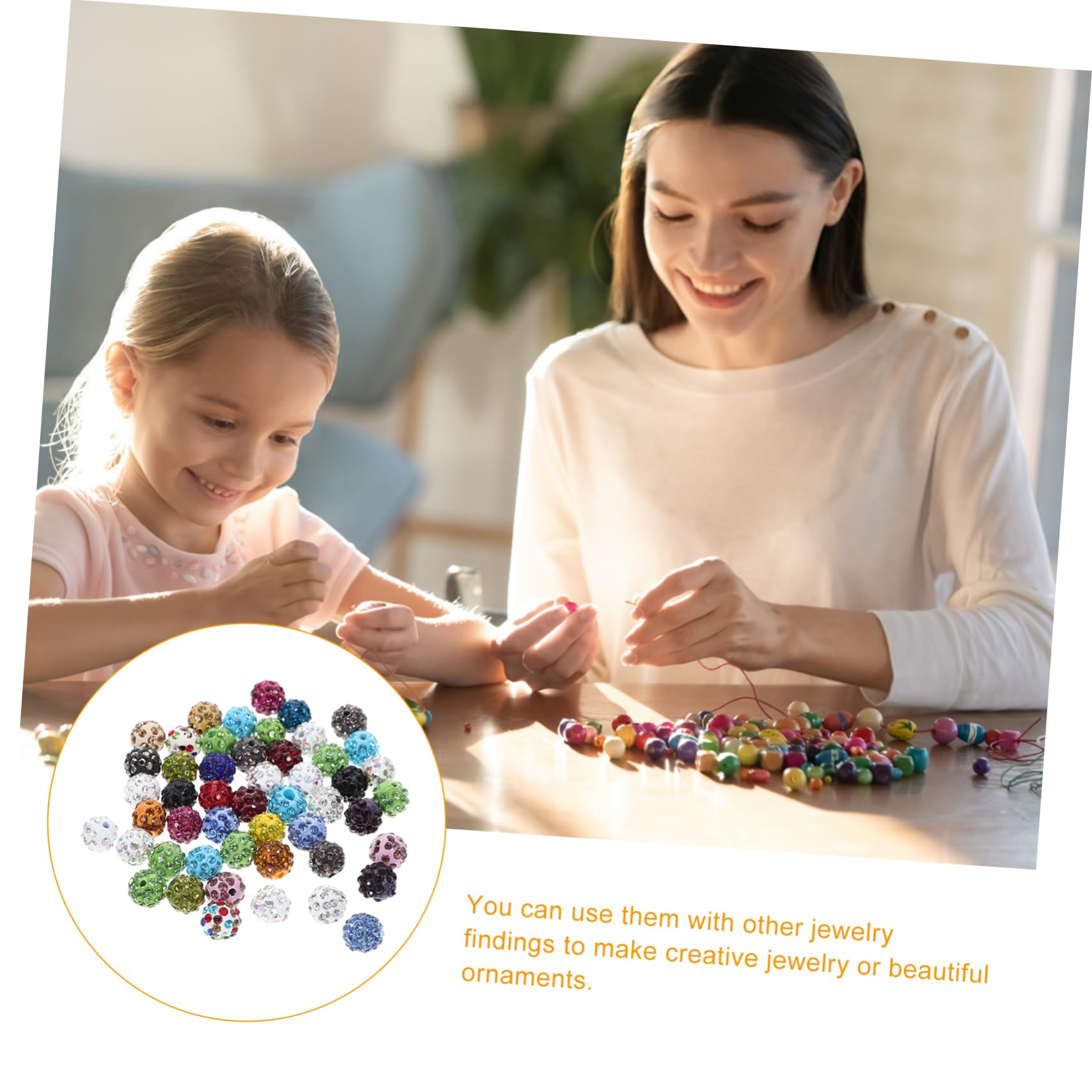 HOMSFOU 5 Set Perline Strass Decorative Per Creazioni Fai Da Te Da Pz Perline Rotonde Polimerica Per Bracciali E Collane Distanziatori Per Bigiotteria Materiale Resistente E 50 Pezzi * 5