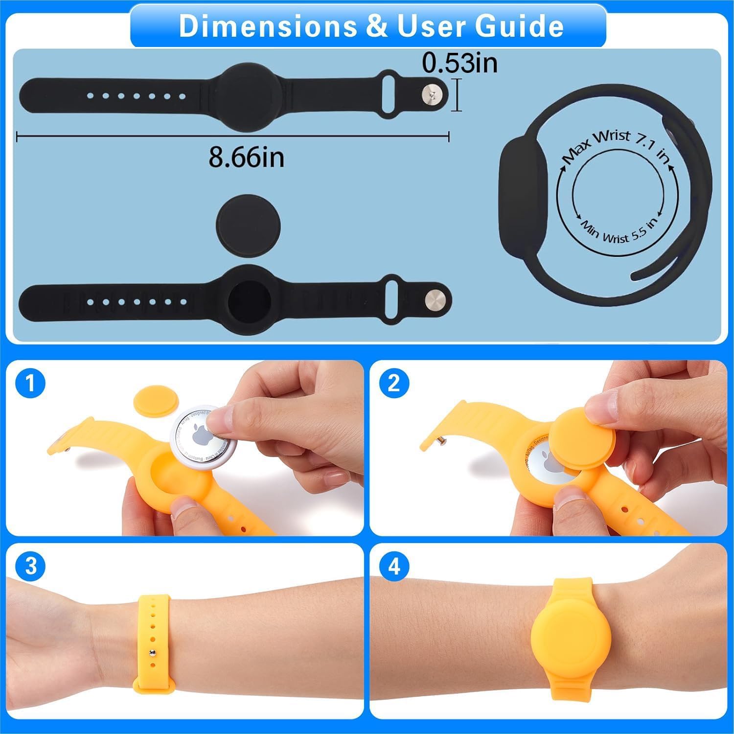 Generic Compatible for AirTag Kids Bracelet, Cute Kid Air Tag Wristband Adjustable Hidden Watch Band Air Tag Holder for Apple Air Tag, Soft Silicone Waterproof Air Tag Case for Kids (Unicorn) image 4
