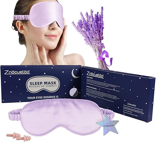 Máscara de ojos de seda para dormir, lavanda, máscara para dormir para hombres y mujeres, ojos suaves para yoga, meditación, diseño de bloqueo de