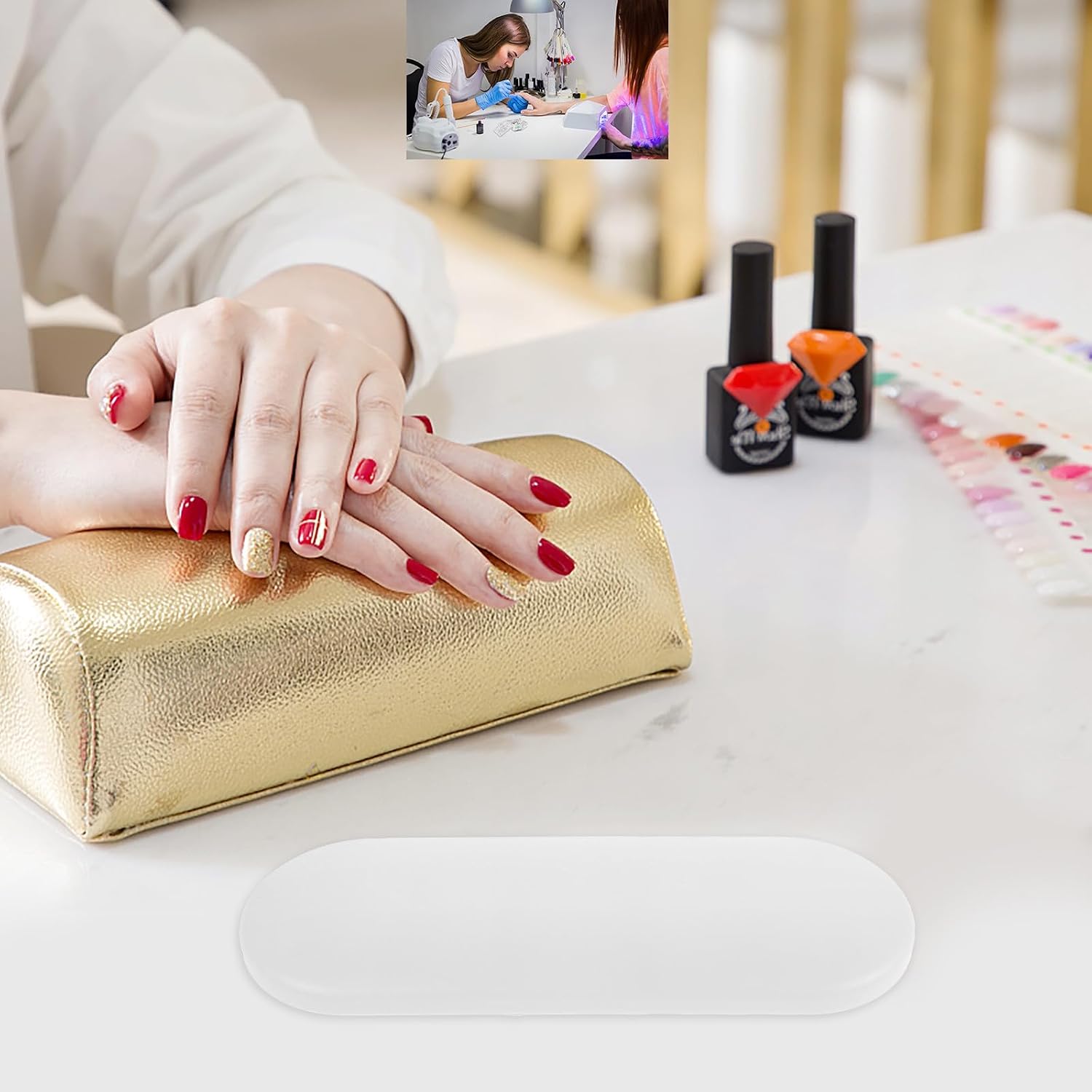 Foldable Manicure Hand Rest Stand for Nail Table White Plastic