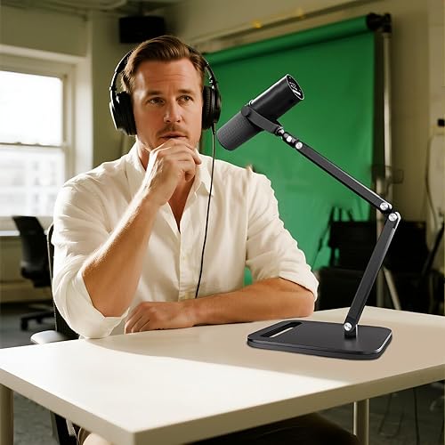 Miniatura 6 de Soporte de micrófono de estudio, clip de brazo de micrófono ajustable, adaptadores de tornillo de 14 y 58 pulgadas, compatible con