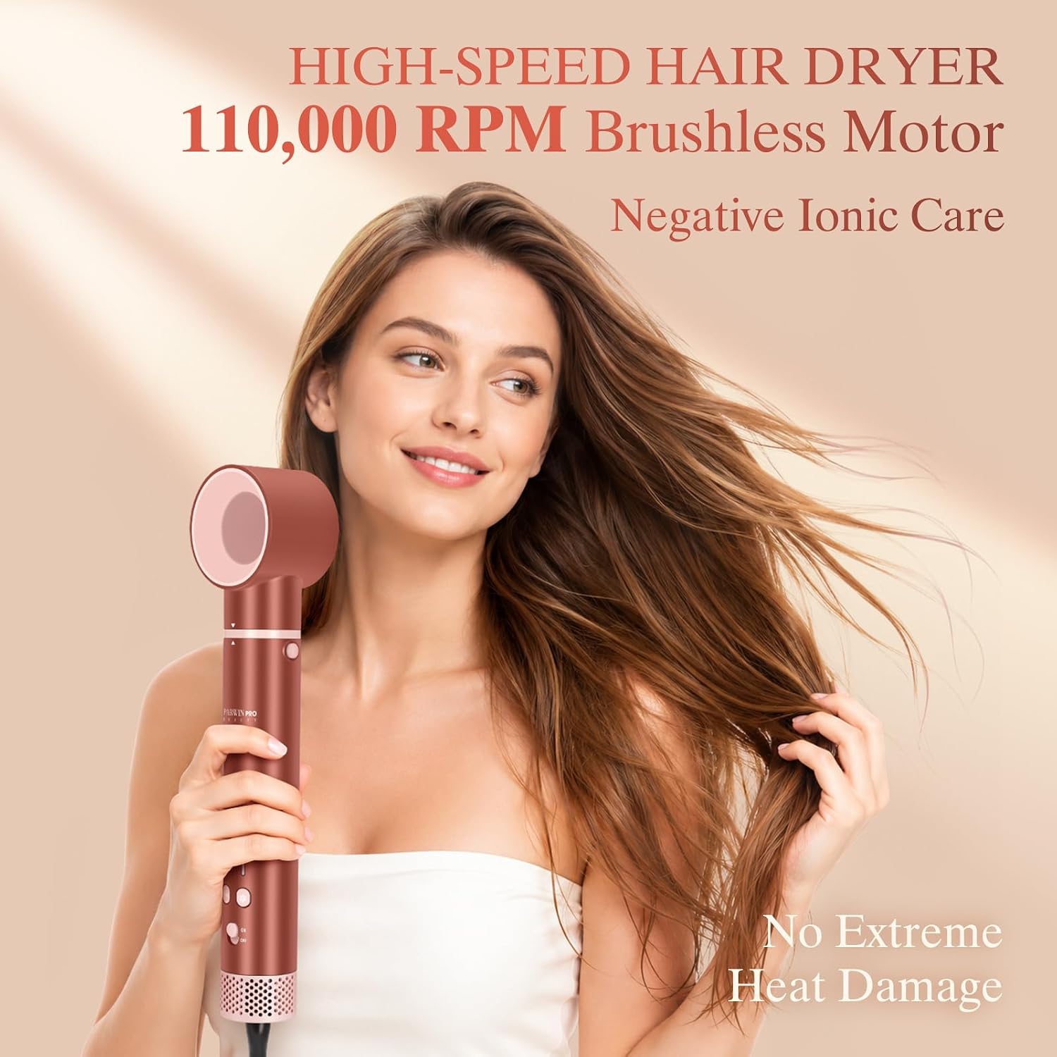 MaxAir Worldwide Dual Voltage Hair Dryer Brush Hot Air Styler Autowrap Curler Air Hair Straightener PARWIN PRO Blow Dryer Brush Smooth Frizz Flyaways,Volumize,Wet to Dry Straight,Detangle Cord,Amber