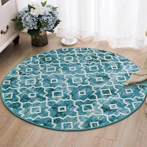 Miniatura 4 de Wonnitar Alfombra marroquí lavable  Alfombra pequeña de 2 x 3 pulgadas color azul antideslizante para fregadero de cocina moderna diseño geométrico