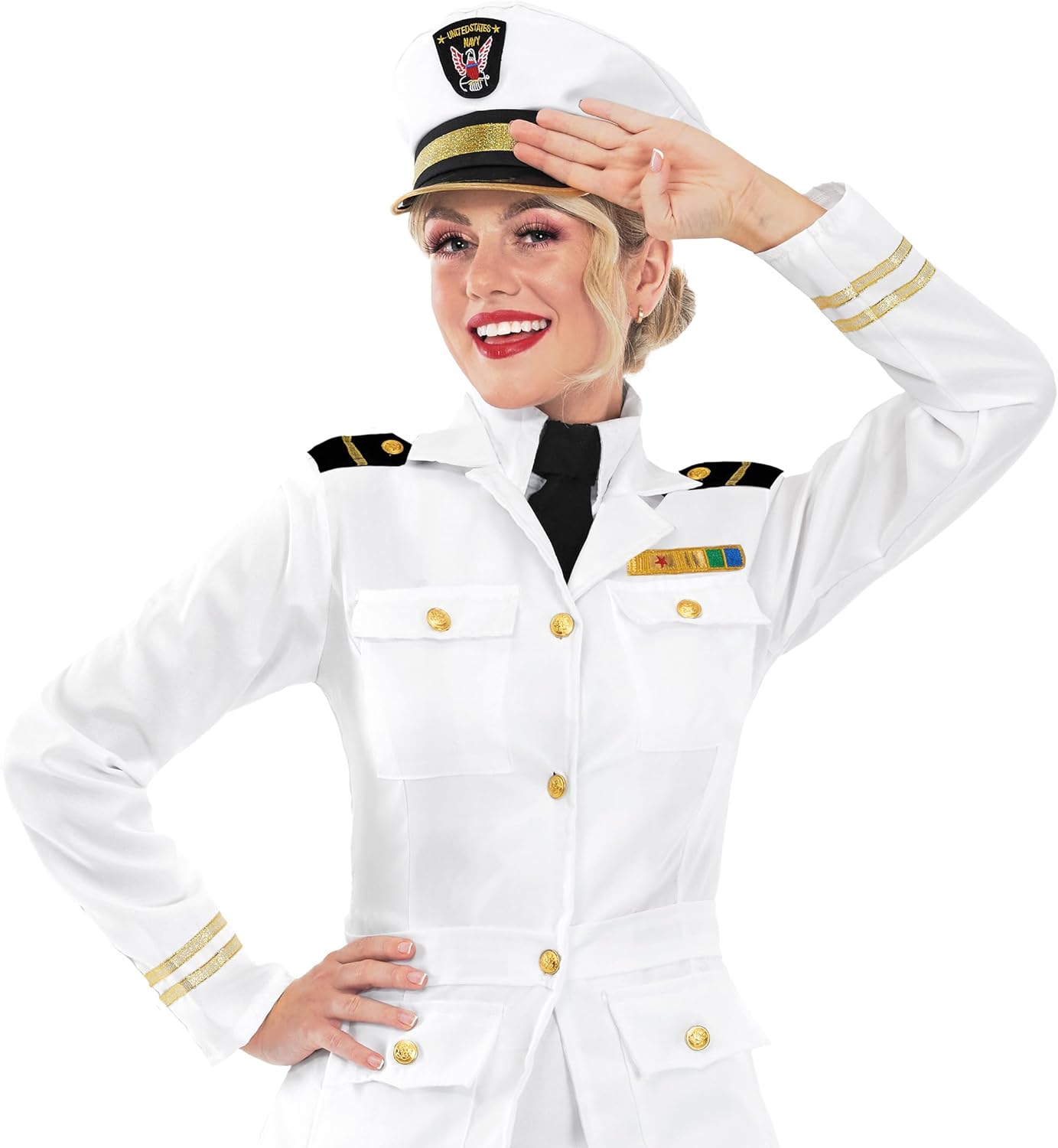 fun shack Boat Captain Costume for Women, Navy Sailor Outfit, Nautical Captain Attire, Perfect for Parties and Events - Image 6