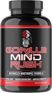 Rush - Nootropic Supplement | Intense Focus · Insane Productivity Cognitive Health Support, Memory, Focus, Concentration, Clarity | 150 Capsules