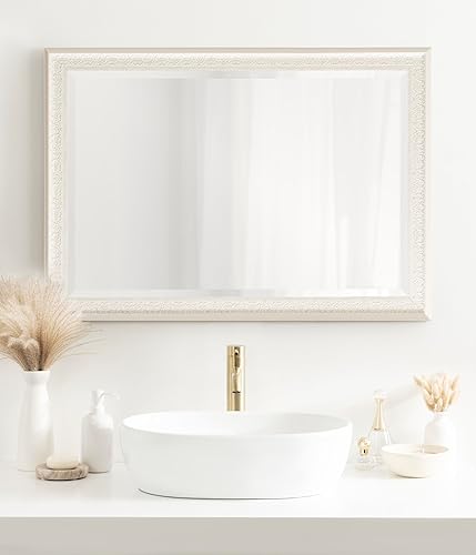 Miniatura 6 de Kate and Laurel Alysia - Espejo de pared rectangular con marco decorativo, 28.5 x 40.5 pulgadas, color blanco