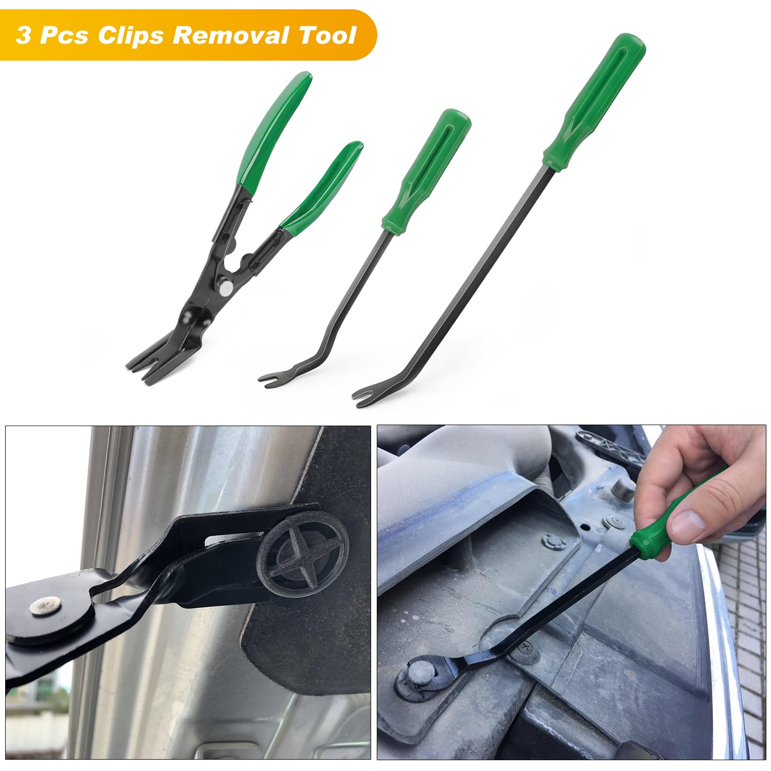 GOOACC - Juego de 19 Herramientas de extracción para molduras, Clips, salpicaderos, tapicería, plásticos o Equipo de Sonido de Coche, con Bolsa de Almacenamiento, Color Verde
