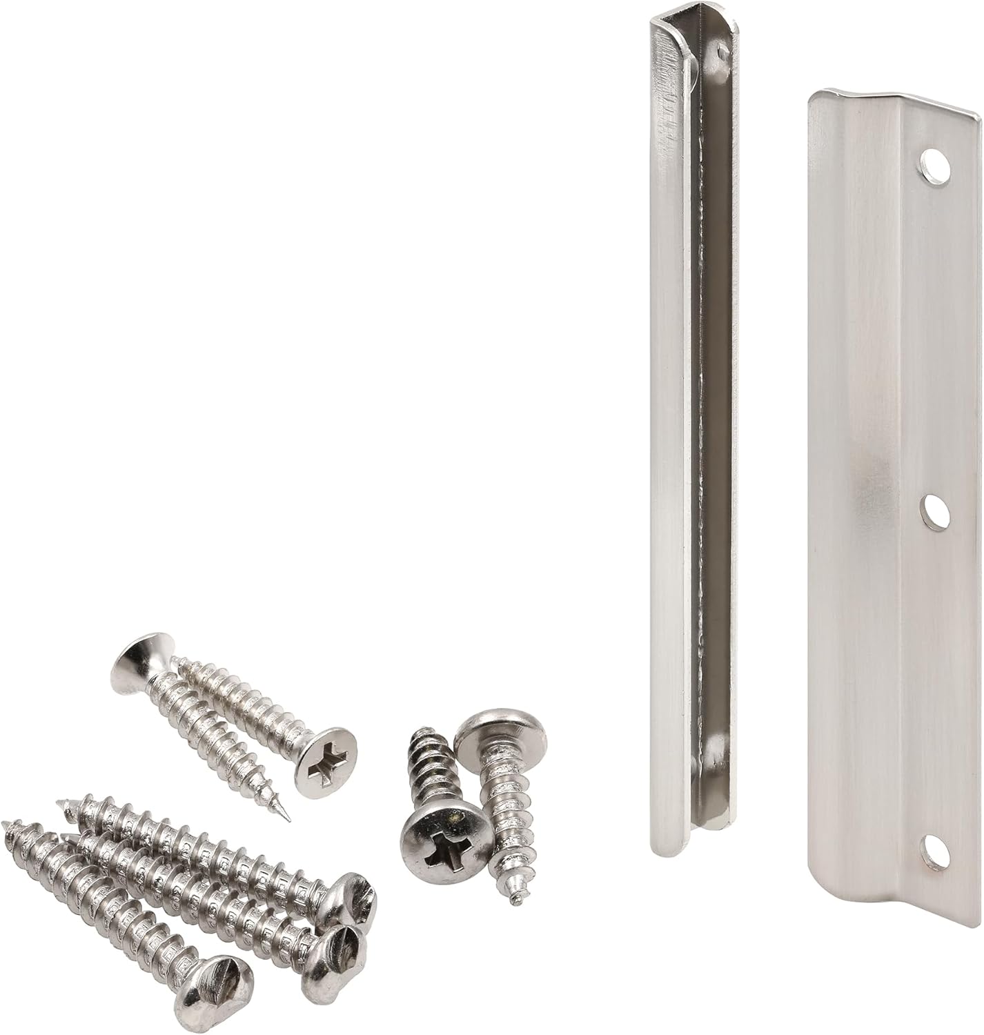 Prime-Line U 95125 Latch Shield Guard, in-Swing, 6 inch Height with Fasteners, Satin Nickel (Single Pack)