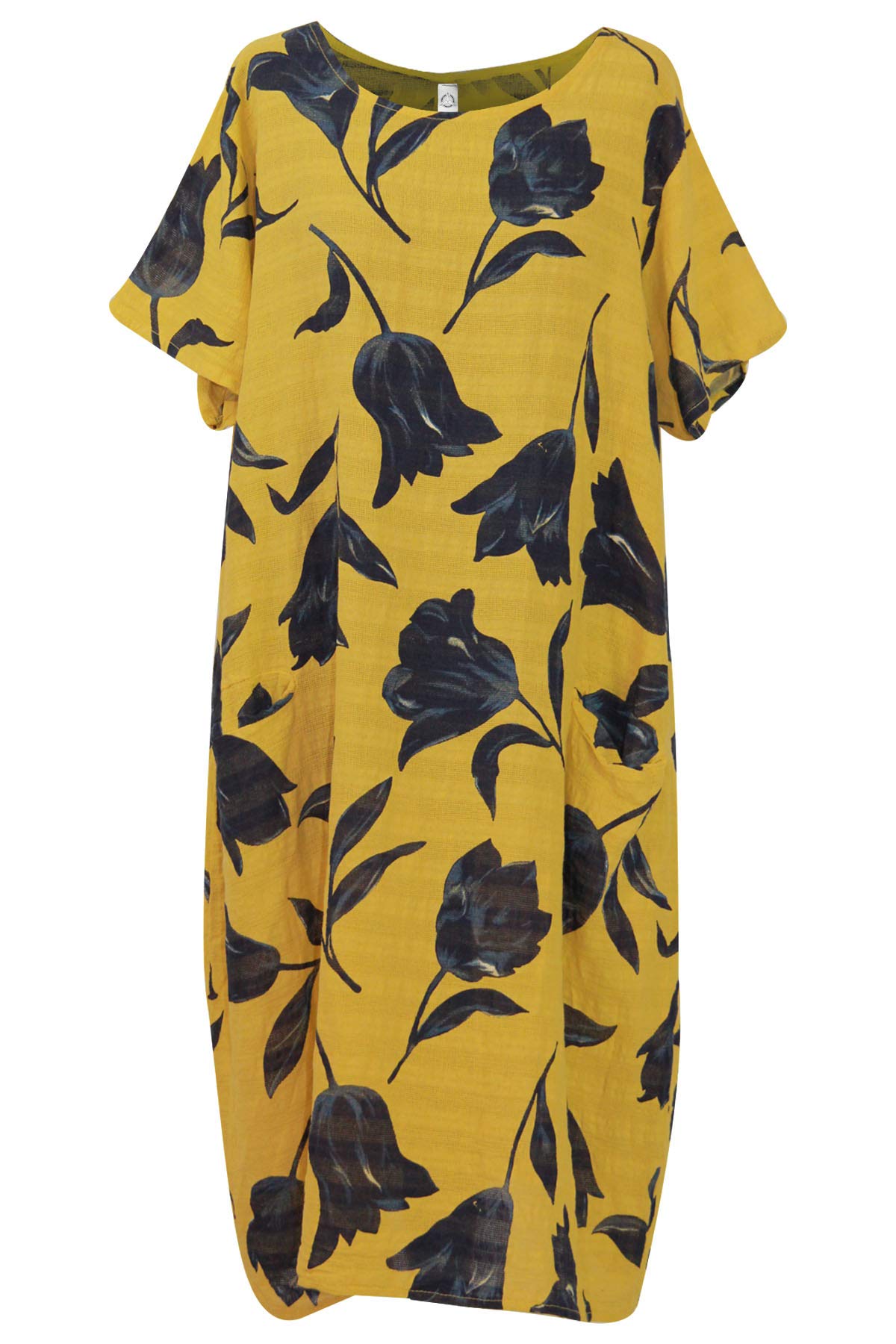 Ladies Dress Tulip Print Womens Lagenlook Cotton Shirt Top Front Pockets Tunic SI111