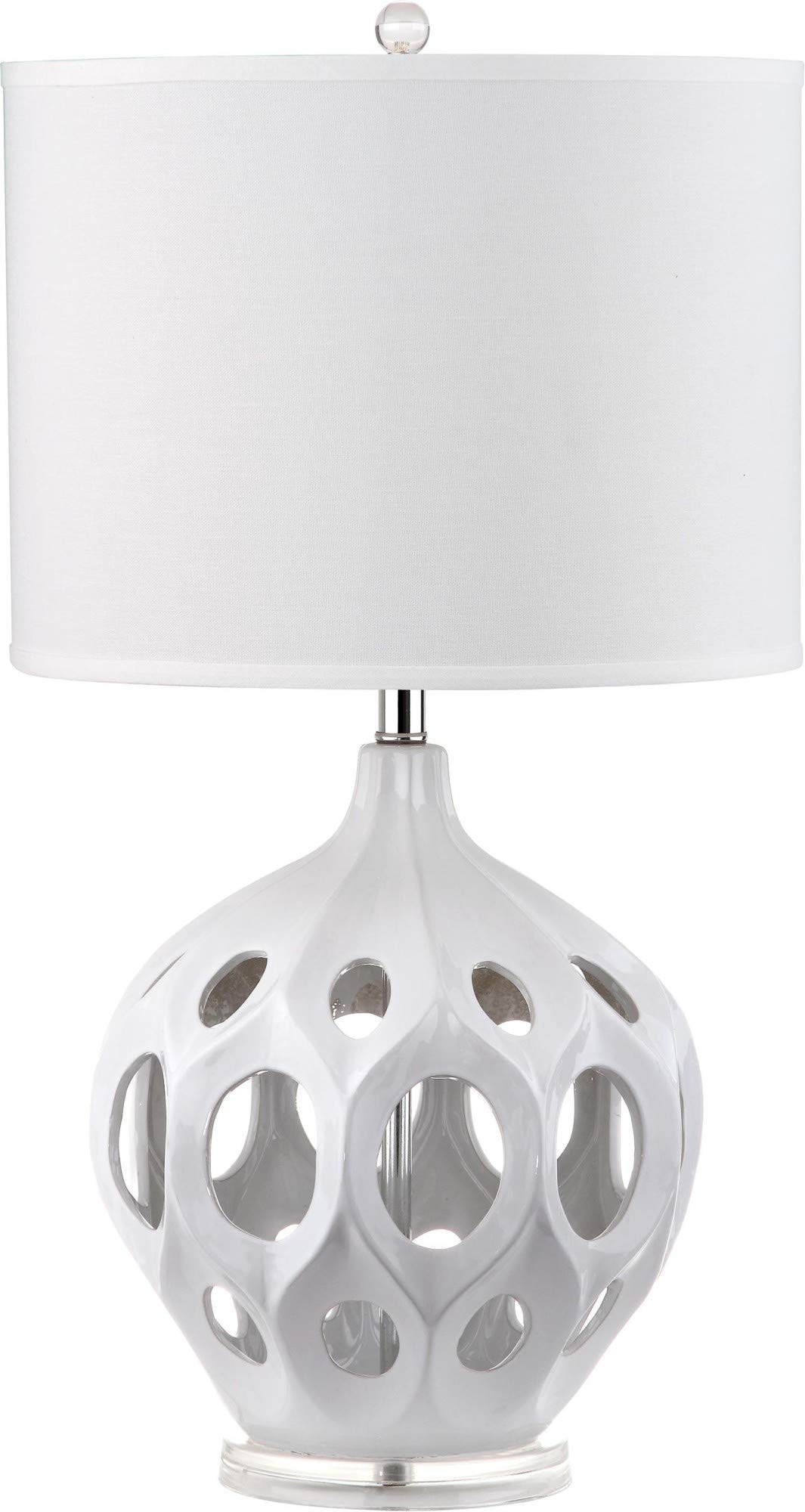 Lighting Collection Regina - Lámpara de mesa moderna de cerámica blanca de 29 pulgadas para dormitorio, sala de estar, oficina en casa, escritorio, mesita de noche (bombilla LED incluida)
