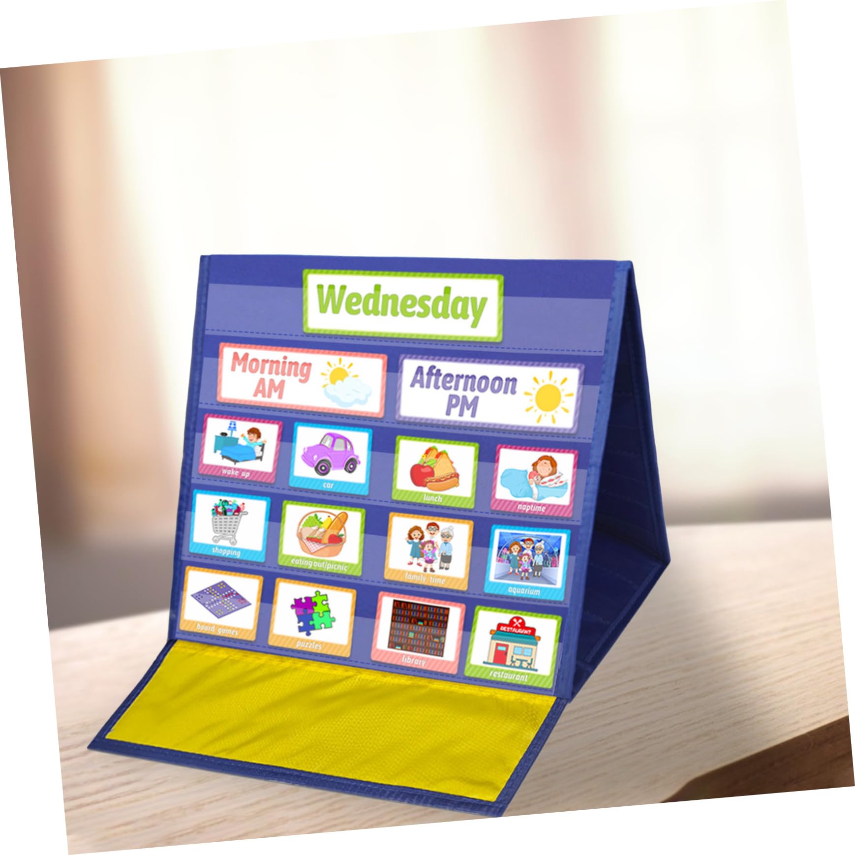 ZUNOXAZ Tabla Formación Casa Niños Calendario Visual para en y para Escuela de Tareas Azul de Poliéster y Pvc de Hábitos y Desarrollo de Rutinas