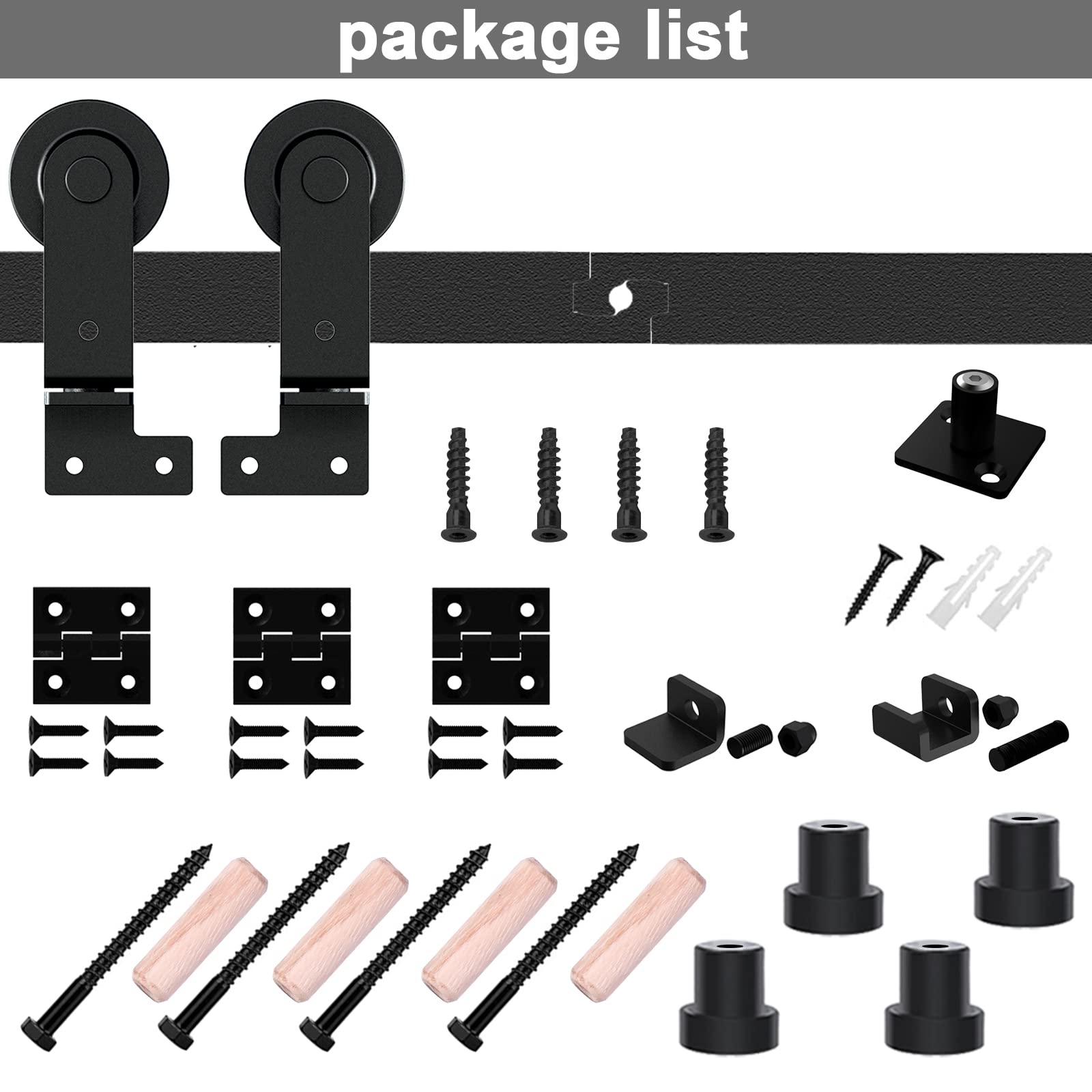 Wolfbird 5ft / 152cm Rail Porte Coulissante Pliante Kit Roulette Suspendue Systeme de porte coulissante pliante, kit de porte pliante pour ouverture de porte de 120-140cm