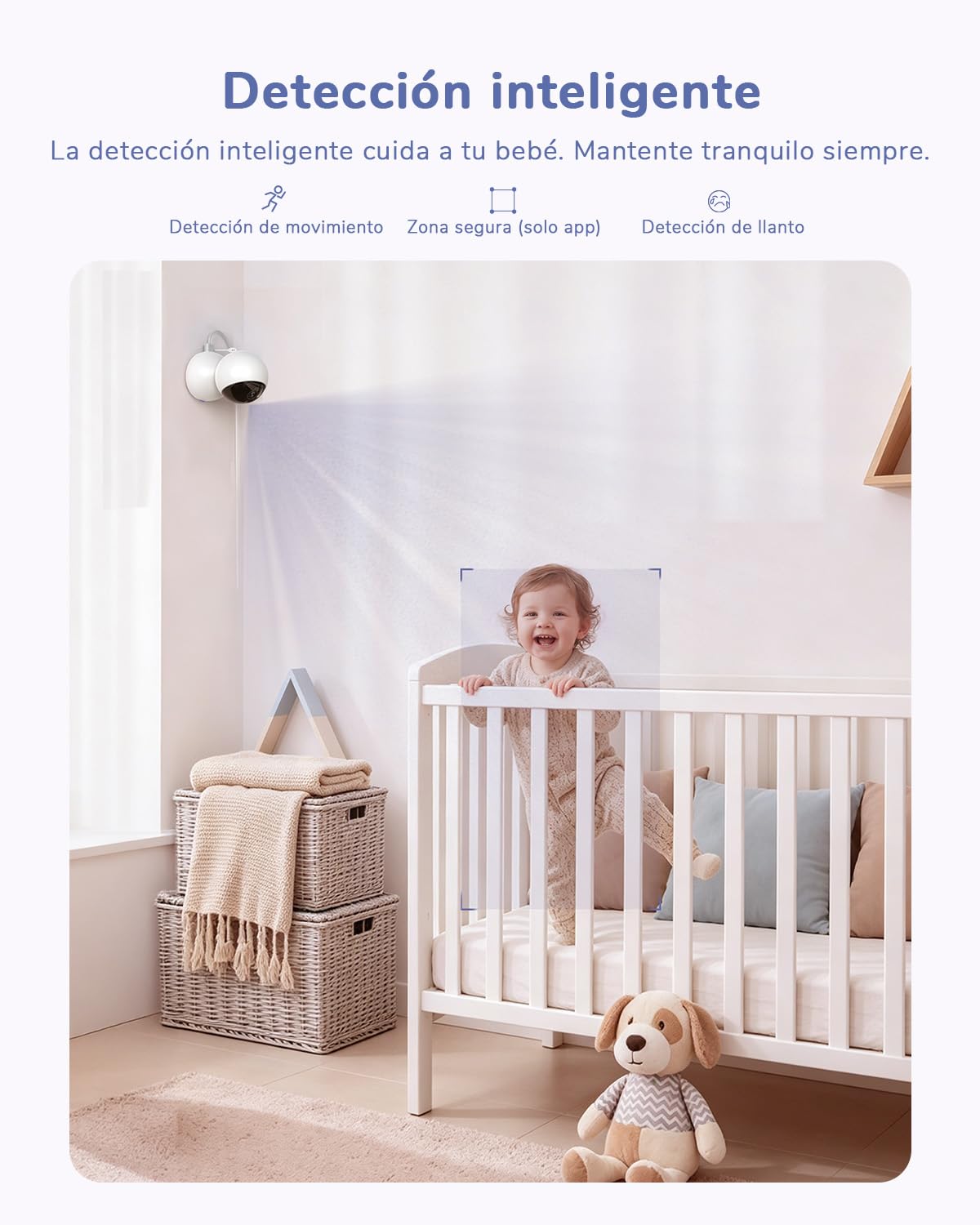 6,5'' 2.5K tactil Camara Vigilancia Bebe con Camara 4MP PTZ y App