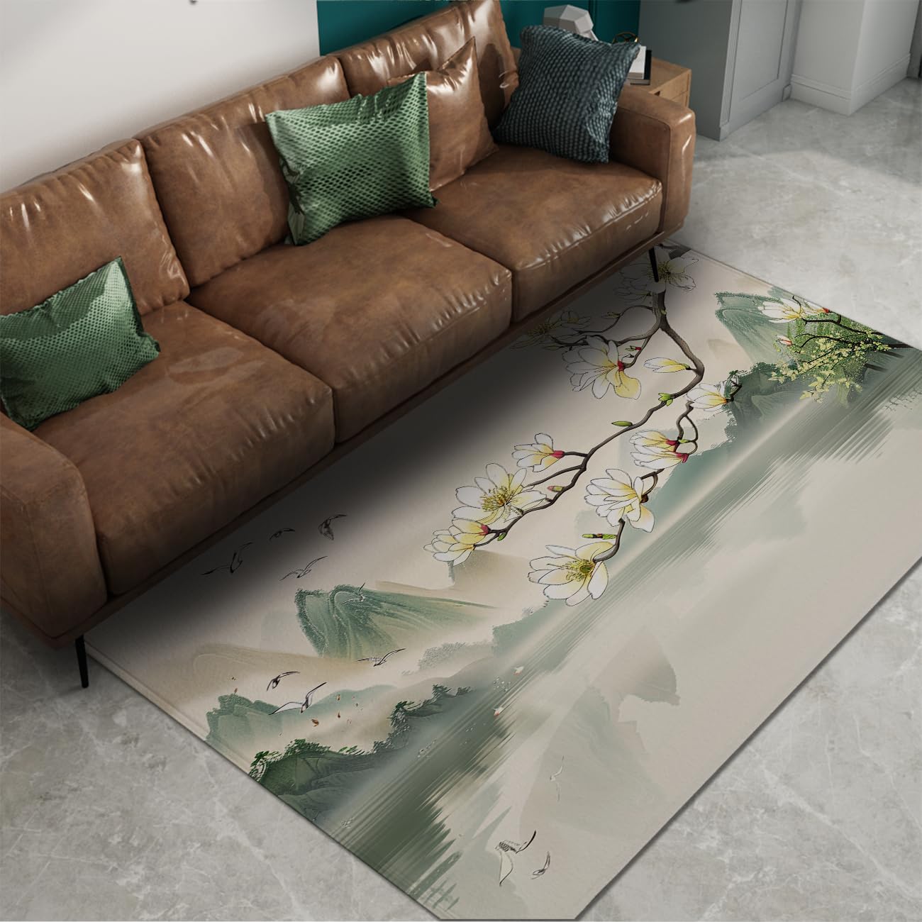 Teppich 120x160cm Chinesische Salbeigrüne Berge Vintage