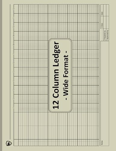 12 Column Ledger Book : Large Wide Format Income and Expense Accounting Journal for Bookkeeping , Business and Personal Finance Use | 100 Pages | 40 ... Transactions | Professional Grey Cover