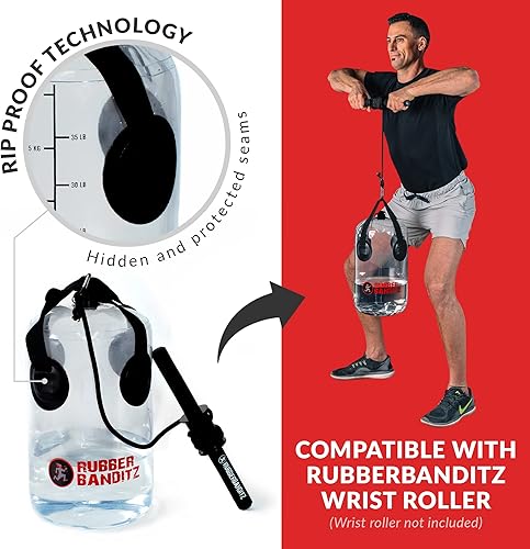 Miniatura 3 de Rubberbanditz Juego de pesas rusas ajustables, bolsa de peso de agua para entrenamiento de fuerza, aeróbicos acuáticos portátiles y ejercicio,