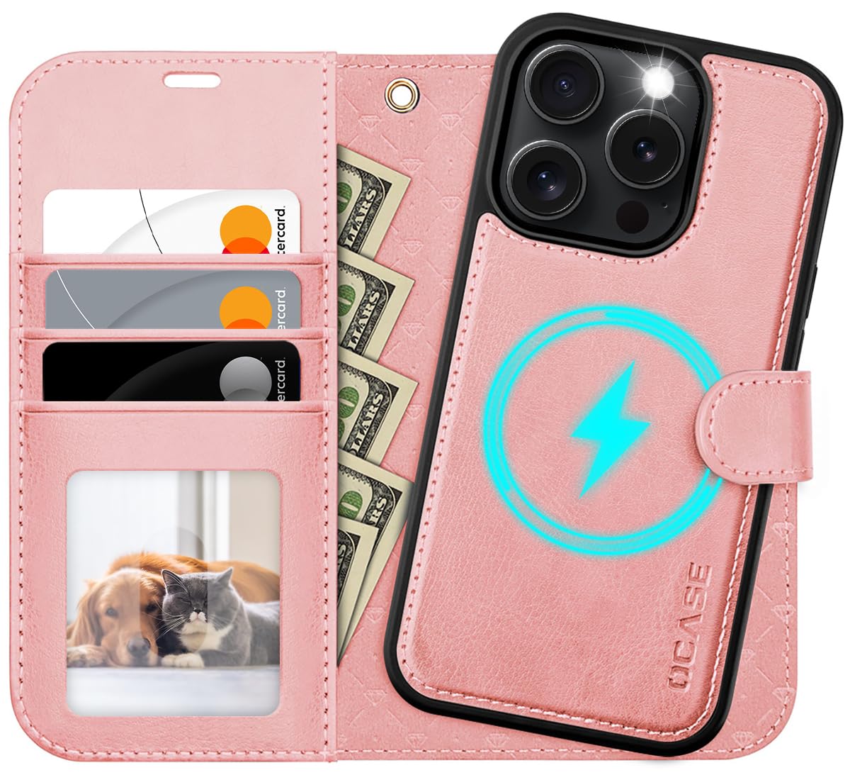 OCASE for iPhone 16 Pro Case, Detachable 2 in 1 PU Leather Wallet Case with RFID Blocking, Wireless Charging, Card Holders