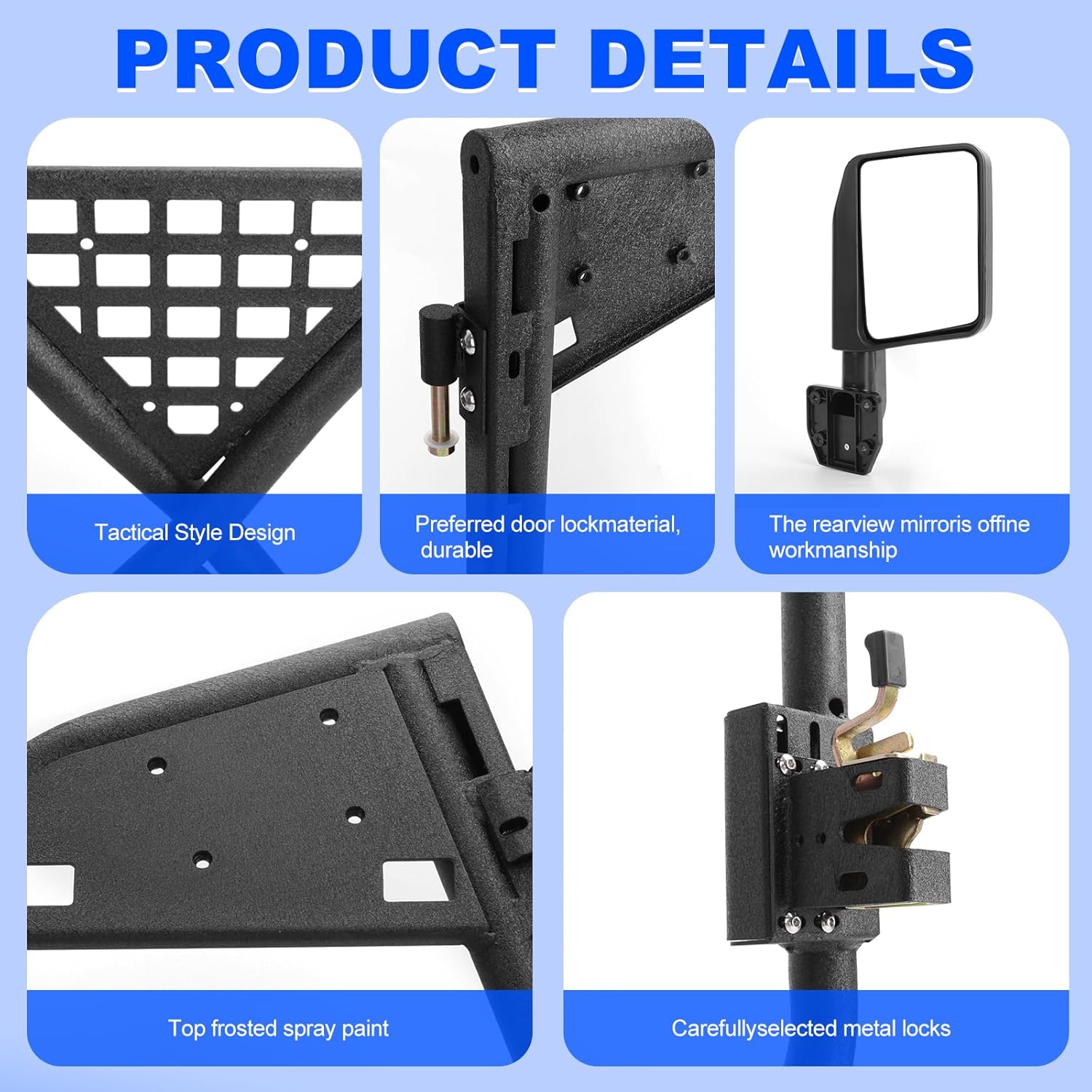 Tube Doors Tubular Doors with Side View Mirror Compatible with 2018-2025 Jeep Wrangler JL JLU & Gladiator JT 4XE