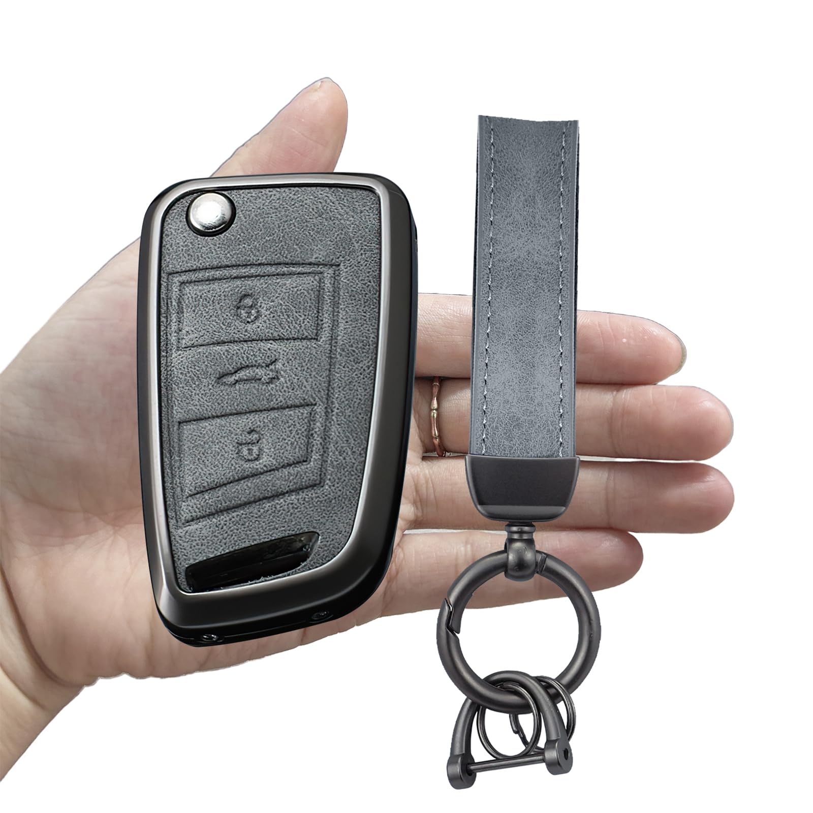 Funda para llave de coche VW Passat 2017 2018 protectora de 3 botones gris 8