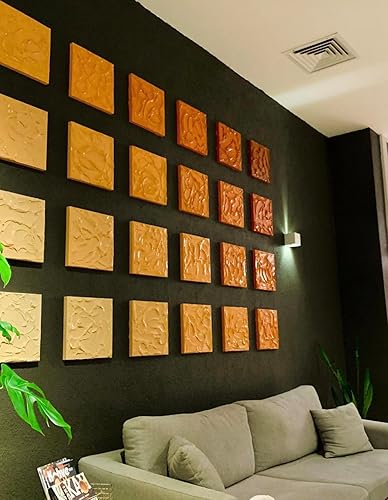 Miniatura 6 de Sunshine  Smash  3D Plaster Relief Wall Sculpture Tiles  Acrylic, MDF Wood, Mixed Media,Abstract, Modern Design, Mix and Match Red (Green)