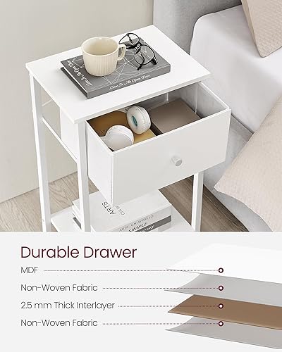 Miniatura 5 de VASAGLE Mesitas de noche, juego de 2 mesas auxiliares con cajón de tela, mesas auxiliares de 24 pulgadas de alto con estante de almacenamiento,