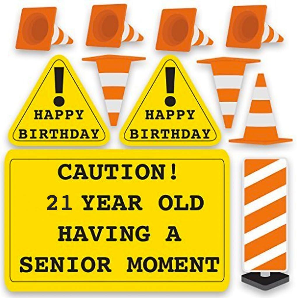 21st Birthday Yard Decoration - Caution 21 Year Old Having A Senior Moment (15 Short Stakes)
