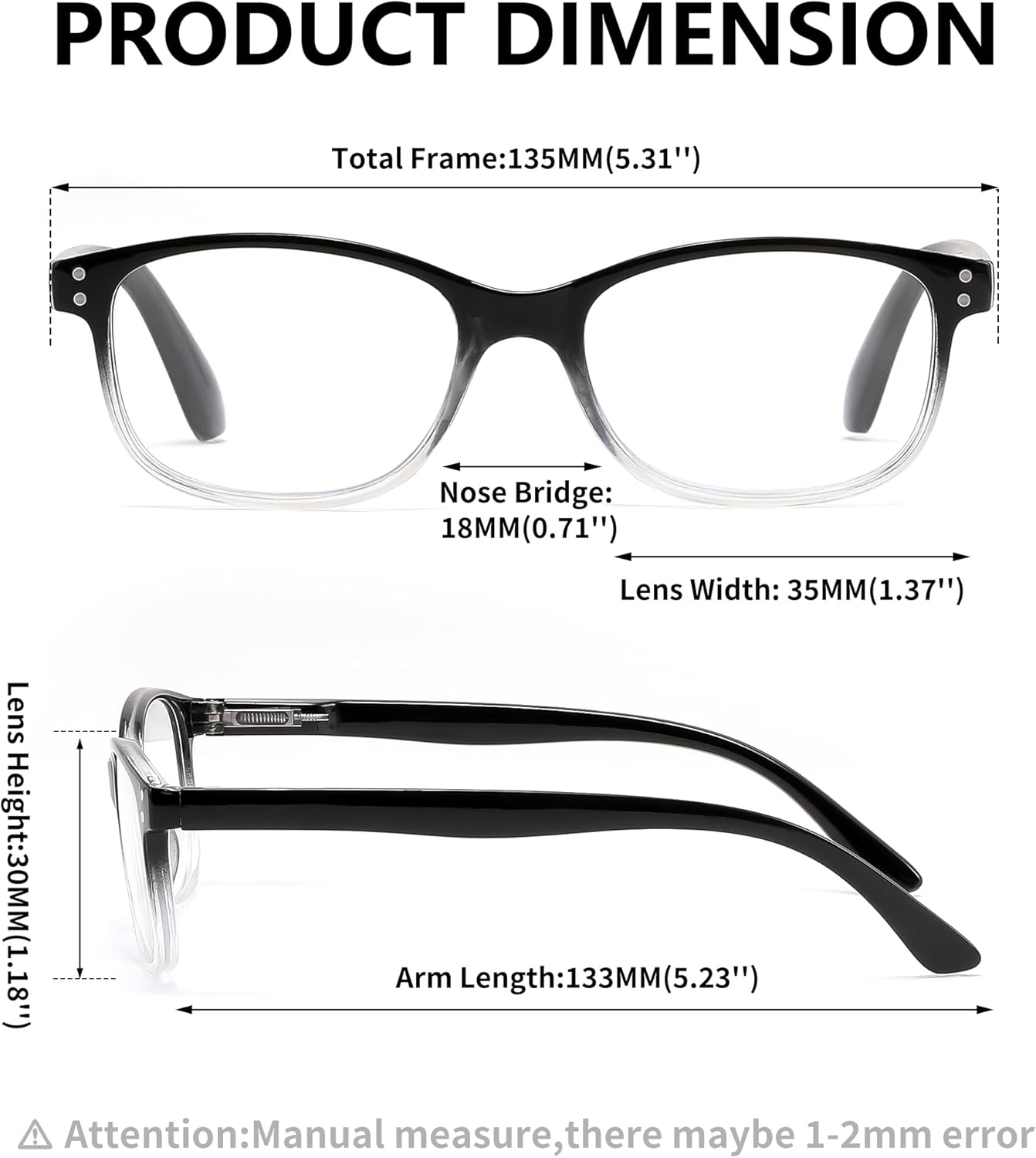FEISEDY 5 Pack Rectangular Classic Reading Glasses for Men Woman Lightweight Spring Hinge Readers B0300 - Image 4