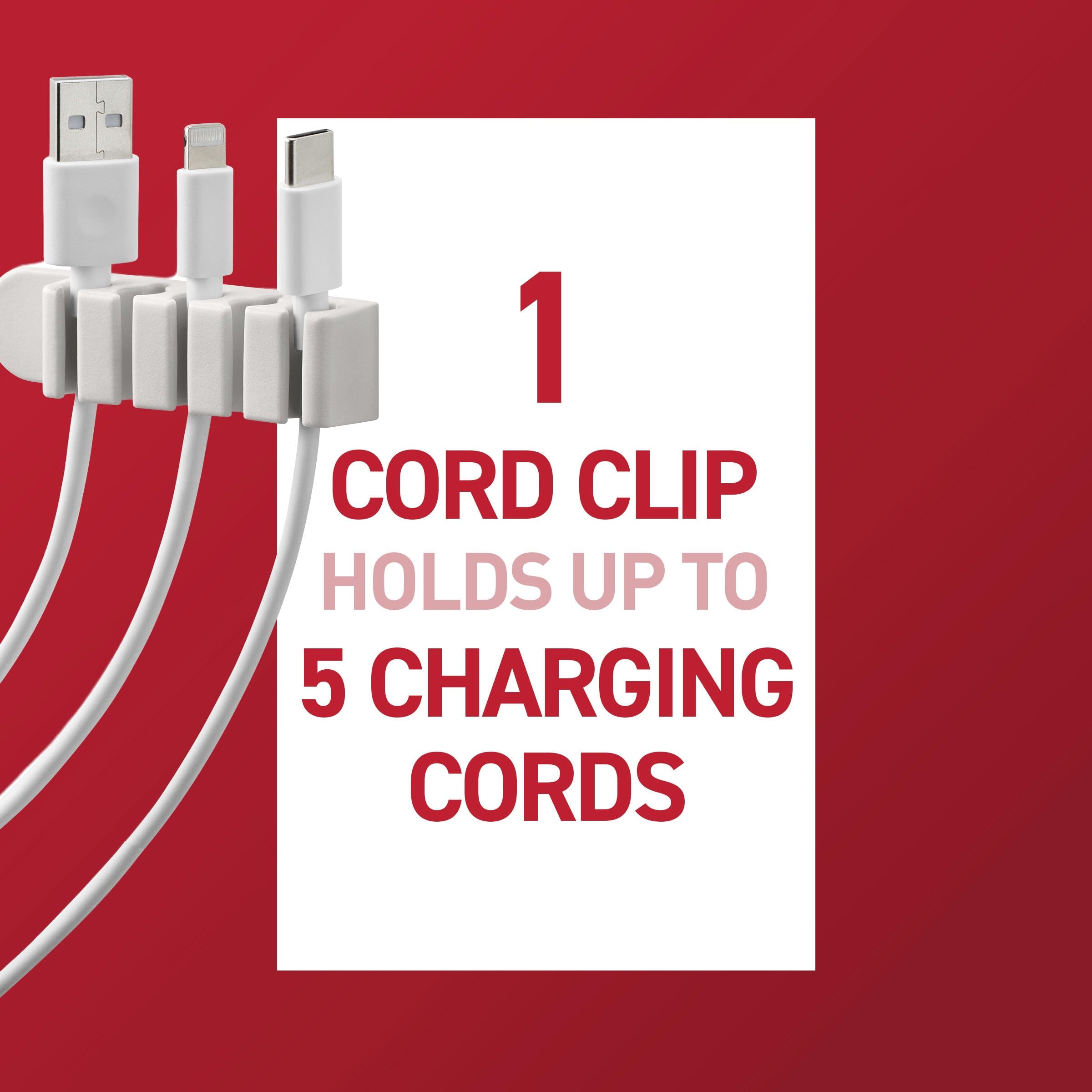 Command 5-Cord Clip Organizer i zestaw do owijania, 2 klipsy, 1 Wrap i 6 średnich pasków, biały, idealny do organizacji elektroniki wolnej od uszkodzeń pod biurkiem lub do montażu ściennego